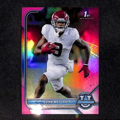 John Metchie III 2021-22 Bowman University Chrome Pink #47 Alabama Crimson Tide - Image 1 of 2