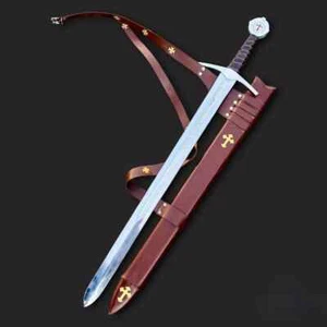 The Accolade Sword of the Knights Templar- Handmade Medieval Sword With Scabbard - Picture 1 of 6