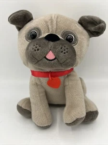 HALLMARK PUG DOG Stuffed Animal Toy 8" Valentine’s Day Puppy Gray Heart Love - Picture 1 of 5