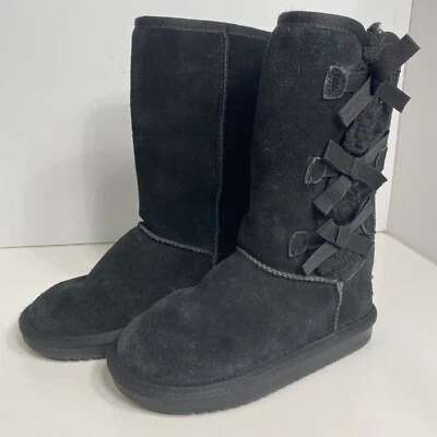 Botas de invierno Koolaburra By Ugg Girls Victoria Tall 1020171 negras de gamuza talla 13 lazo Foto 1 de 4