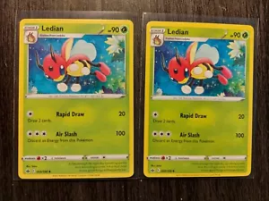 4x Ledian 005/198 y 4x Ledyba 004/198 Tarjeta de Pokémon Chilling Reign casi nuevo - Imagen 1 de 3