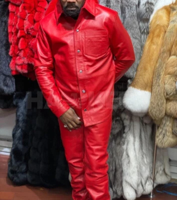 Men's 100% Real Leather Pant and shirt,2 piece Premium Outfit ,Party Wear - Image 1 of 3