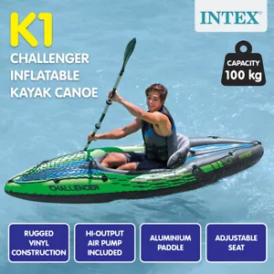 Intex 68305NP Challenger K1 Kayak Inflatable Canoe with Aluminium Paddle & Pump - Picture 1 of 10