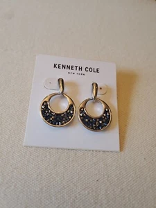 Kenneth Cole Silver Tone w/Blue Faceted Crystals Earrings - Picture 1 of 3
