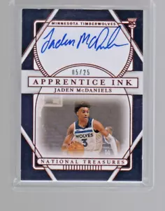 Jaden Mcdaniels 2020-21 National Treasures BRONZO Apprentice Inchiostro Auto Rookie/25 - Foto 1 di 2