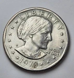 1979-D Susan B. Anthony Dollar Print Errors Filled in D & T in Trust Not Cut - Picture 1 of 14