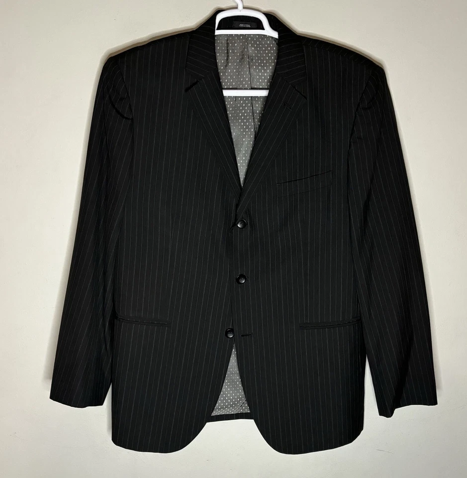 J Ferrar Blazer Modern Fit Mens 42R Black Striped Suit Jacket Sport Coat - Image 1 of 4