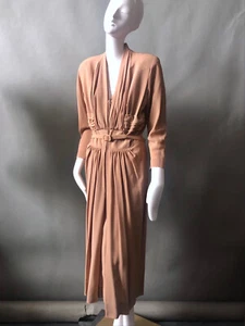 Vintage 1950s DAVID LEVINE Matte Crepe Dress Maisel Wardrobe sz M L Retro Vtg - Picture 1 of 12