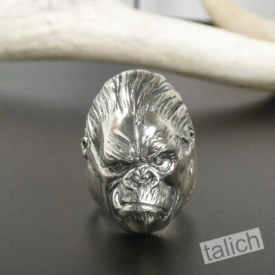 Solid 925 Sterling Silver King Kong Gorilla Biker Men's Ring Size 9.5 Handmade - Image 1 of 4