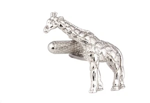 Giraffe shaped Cufflinks - Metallic Rhodium Plated Onyx-Art CK510 - Picture 1 of 3