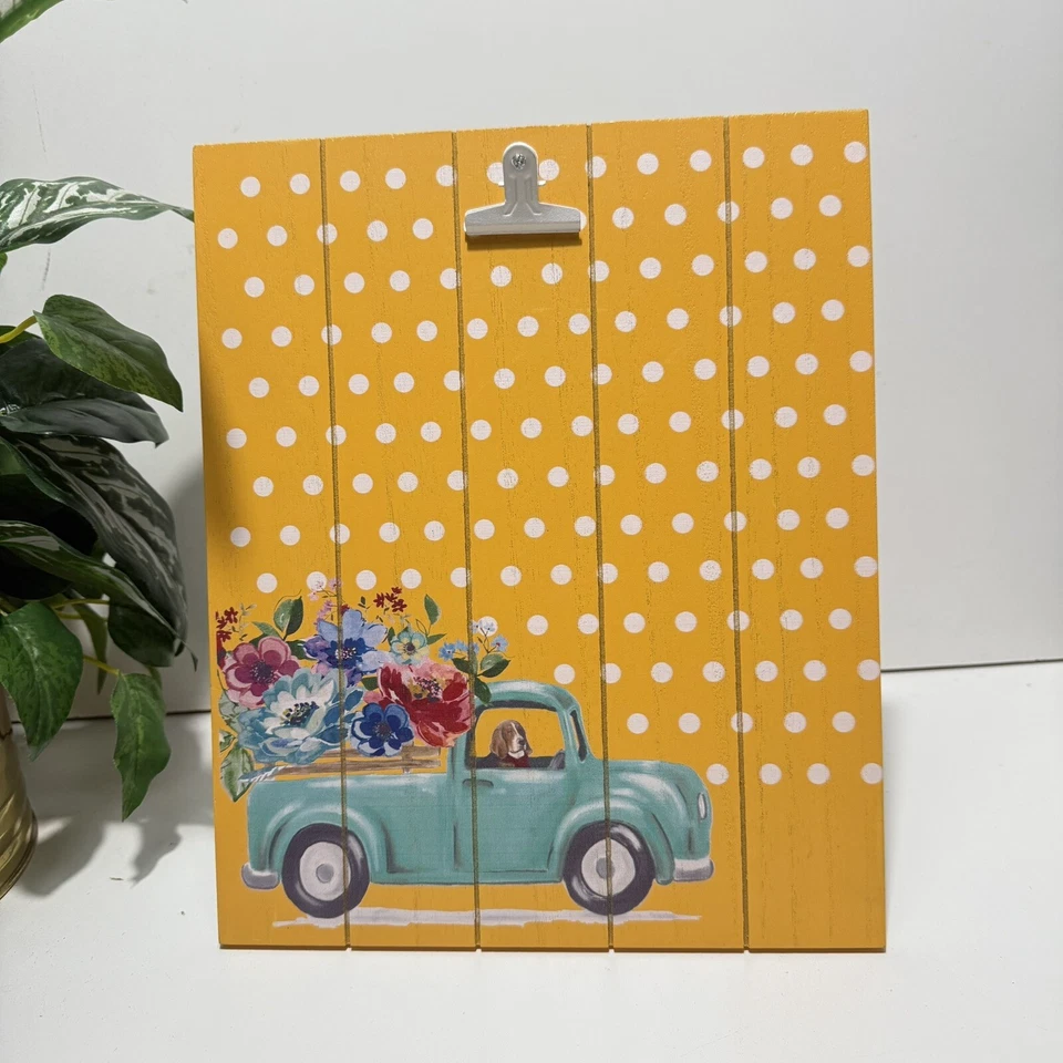 Pioneer Woman Spring Truck Art Clipboard Wall Decor With Easel Stand P3