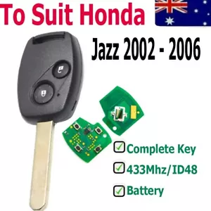 Complete Remote Key Fob To Suit Honda Jazz 2002 2003 2004 2005 2006 433MHz ID48 - Picture 1 of 3