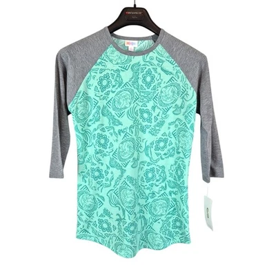 Camisa Pequeña Lularoe Randy Disney Sirenita Gris Azul Verde Manga 3/4 Nueva Foto 1 de 4