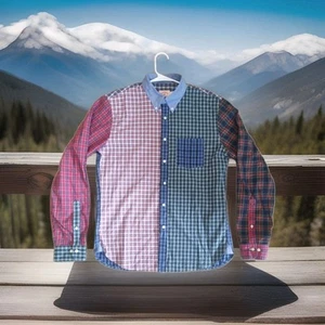 Brooks Brothers Shirt Mens Large Multi Check Patchwork Button Up Long Sleeve - Picture 1 of 3