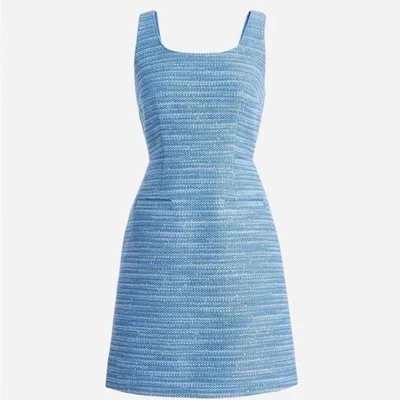 Платье-футляр женское J Crew б/у в отличном состоянии мини синее с блестками твид 12 квадратный вырез BP602 - Изображение 1 из 4