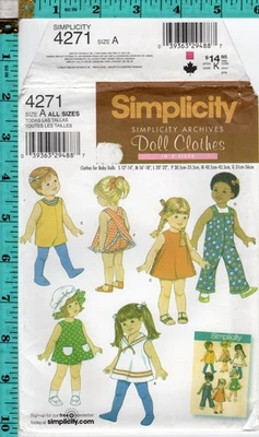 "Baby Doll Clothes in 3 Sizes..." ©2005 Simplicity Sewing Pattern 4271 UNCUT - Image 1 of 3
