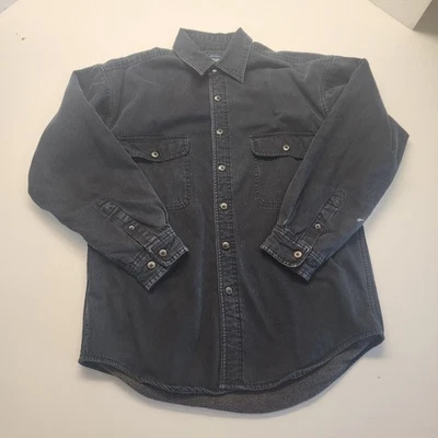 Camisa Gloria Desteñida De Colección Para Hombres Mediana Forrada de Vellón Suave Negra Denim Chamarra Años 90 Foto 1 de 4