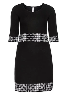 sheego Strickkleid Damenkleid Damen Freizeit Abend Kleid Mode Schwarz 117412