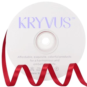 50 Yards 1/4 inch Red Satin Ribbon Single Face Polyester for Gift Wrapping - Picture 1 of 7