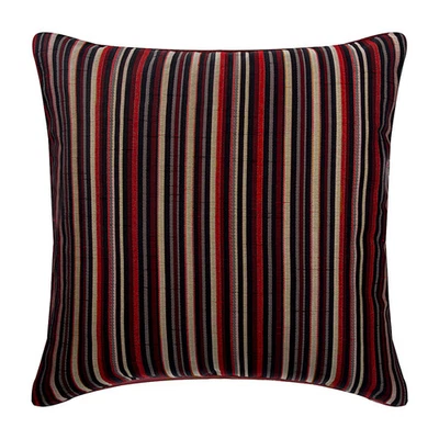 Red Decorative Throw Pillow Cover, 16"x16" Silk Cushion - Striped Right - Image 1 of 3