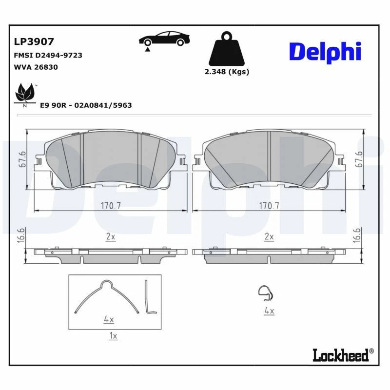 DELPHI LP3907 Bremsbelagsatz, Scheibenbremse vorne für MAZDA - Bild 1 von 1