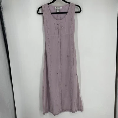 Vestido maxi vintage anos 90 Papillon pequeno roxo bordado boho hippie fada cigana - Imagem 1 de 4