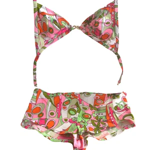 Two Pieces Vibrant Colors Halter Top Swimming Suits Boys Shorts Girls' Size S - Picture 1 of 12