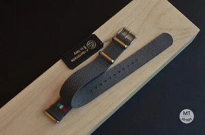 18/19/20/21/22 mm Cinturino artigianale grigio tipo militare pelle stampa Epsom - Picture 1 of 10