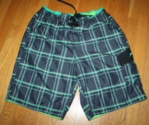 Speedo Herren Badehose Boardshorts gefüttert schwarz/grün kariert Größe M - Bild 1 von 3