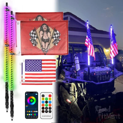 2 PIEZAS 3 PIES COB espiral LED luz látigo antena control remoto para Can-am Maverick Defender Foto 1 de 4