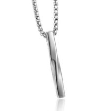 Hip Hop Stainless Steel Chain Necklace Vertical Bar Pendant Necklace Gift