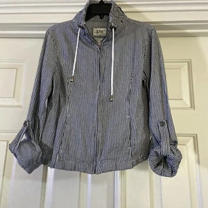 Striped Jacket Shirt Size S Long Sleeve High Neck Zip Up. LAL Live A Little - Picture 1 of 9