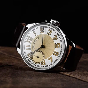 Antique Patek Phillipe Geneve Swiss Mens Watch White Dial Luxury Wristwatch - Picture 1 of 11