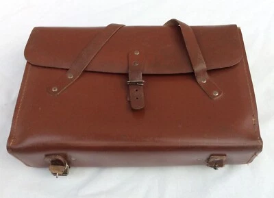 CARTABLE CUIR - SAC D'ECOLE - MUSETTE - ANCIEN - VINTAGE - Photo 1/3