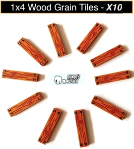 Lego 1x4 Wood Grain 4 Silver Nails Printed Tiles Medium Nougat Smooth Tile X10 - Picture 1 of 1