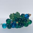 Vintage Lucite Grapes Bunch Green & Blue Faux Wood Stem 12"