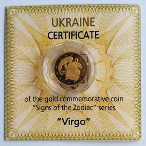 Jungfrau Ukraine 2 UAH 2008 Reines Gold Au 999,9 Münze 1/25 Oz Sternzeichen KM# 485 - Bild 1 von 4