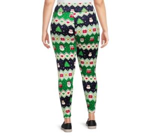 No Boundaries Junior's Plus Size High Rise Velour Holiday Ankle Leggings, 3X