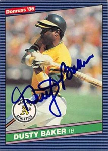 Dusty Baker autographed baseball card (Oakland Athletics, SC) 1986 Donruss #467 - Picture 1 of 1