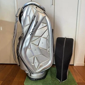 TAYLORMADE Geometric Silver Golf Bag Caddie Bag Used Rare Excellent From Japan - Picture 1 of 20