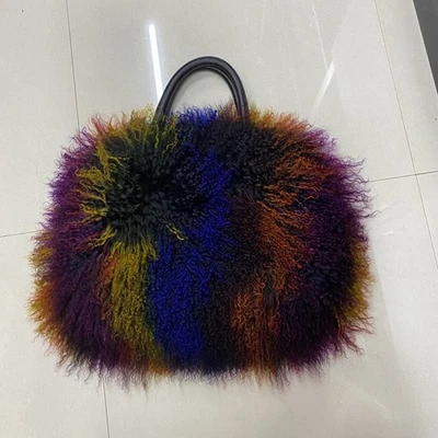 Sheep Wool Fur Bag Women's Bag Hand Holding Shoulder Fur Bag Real Wool Handbag  - Image 1 of 4