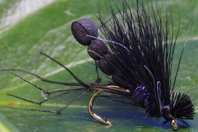 WET YOUR FLY 3 x UV Black HOGG Daddy Long Legs Fly Size 10 s