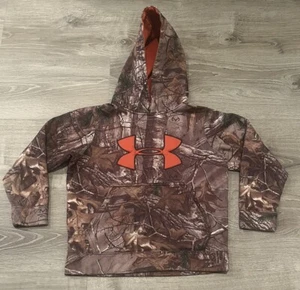 Under Armour Realtree Camo Big Logo Hoodie ColdGear Hunting Boys YLG Small - Picture 1 of 8