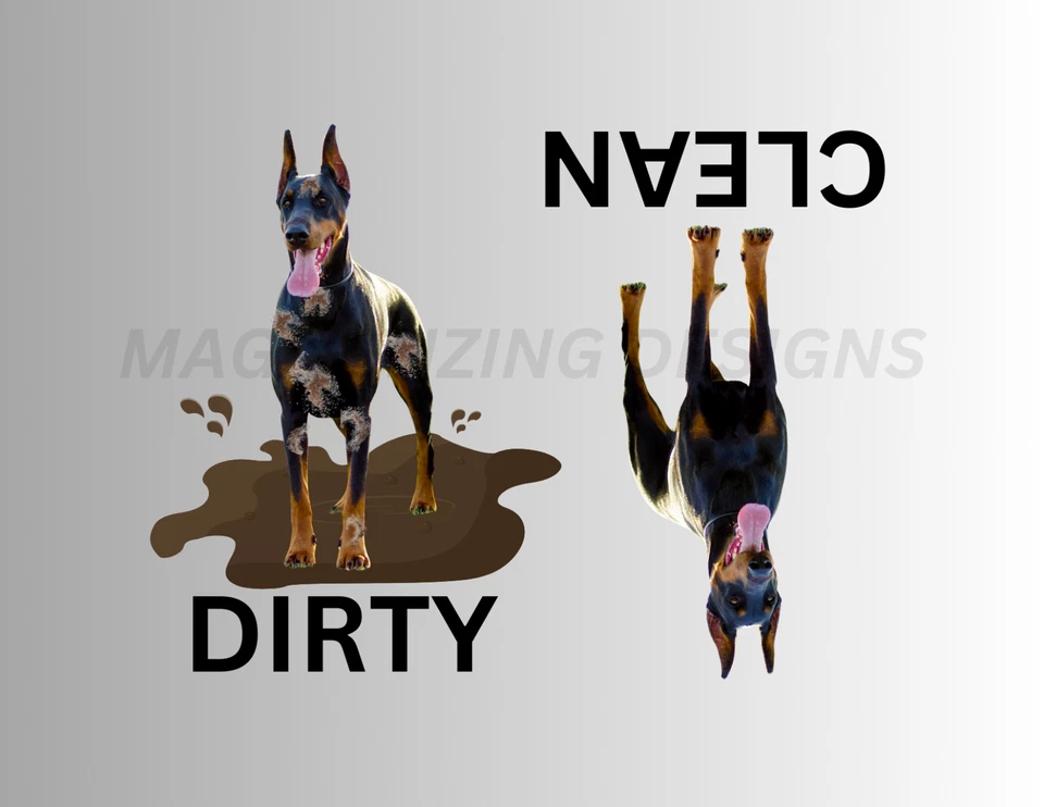 Imán flexible para lavavajillas DOBERMAN PINSCHER Clean Dirty Foto 1 de 1