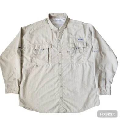 Camisa de pesca Columbia PFG para hombre XXL bronceada omni-sombra Uline con botones Foto 1 de 4