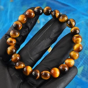 Runde Form goldenes Tigerauge 95,00 kt dehnbares Armband Perlen VK 09 E658 - Bild 1 von 2