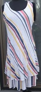 Vestido recto midi forrado a rayas de algodón de gasa Belle France GRANDE, hecho en Italia - Imagen 1 de 7