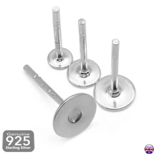925 Sterlingsilber Ohrringe Nietenpfosten mit flacher Platte zum Kleben 3 4 5 6 mm 407Z - Bild 1 von 11