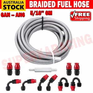 6 meters 6AN Fuel Line Kit AN6 Stainless Steel Braided Nylon Fuel Hose + 10x End - Picture 1 of 13
