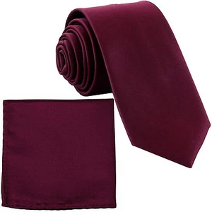 Nuevo Conjunto de corbata y pañuelo extra largo para hombre sólido púrpura oscuro formal grande alto - Imagen 1 de 2